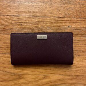 Kate Spade Saffiano Leather Large Bifold Wallet in Deep Plum